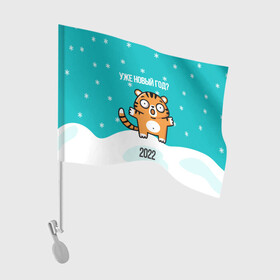 Флаг для автомобиля с принтом Уже новый год в Петрозаводске, 100% полиэстер | Размер: 30*21 см | 2022 | год тигра | новый год | новый год 2022 | символ года | тигр | тигренок | тигрица | тигры