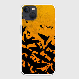 Чехол для iPhone 13 с принтом ВОРОНЫ ХЕЛЛОУИН   CROWS HALLOWEEN в Петрозаводске,  |  | bats | bones | crow | ghost | halloween | pumpkin | skull | вороны | кости | летучие мыши | приведение | призрак | скелет | тыква | хеллоуин | хоррор | хэллоуин