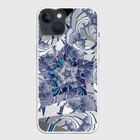 Чехол для iPhone 13 с принтом Абстракция 499 в Петрозаводске,  |  | абстракция | геометрический | геометрия | контрастный | линии | многогранник | серый | синий | строгий | фрактал | яркий