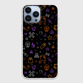 Чехол для iPhone 13 Pro Max с принтом ХЕЛЛОУИН ПАТТЕРН НЕОН   HALLOWEEN NEON в Петрозаводске,  |  | bats | bones | ghost | halloween | pumpkin | skull | кости | летучие мыши | приведение | призрак | скелет | тыква | хеллоуин | хоррор | хэллоуин