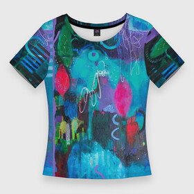 Женская футболка 3D Slim с принтом Морская глубина в Петрозаводске,  |  | абстракция | глубины | дно океана | коралллы | море