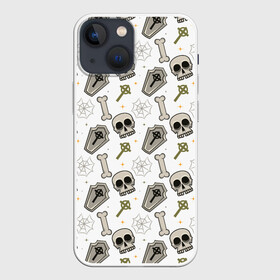 Чехол для iPhone 13 mini с принтом Patern Halloween 18 в Петрозаводске,  |  | 31 | bones | holiday | skull | spider | witches