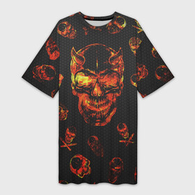 Платье-футболка 3D с принтом Огненные черепа  Carbon в Петрозаводске,  |  | Тематика изображения на принте: carbon | fire | halloween | nofun | skull | огненные черепа | хелоуин | череп в огне