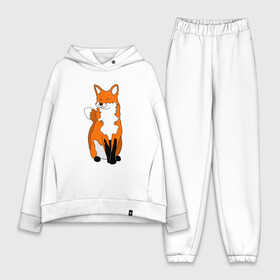 Женский костюм хлопок Oversize с принтом Хитрая лиса с довольной мордой в Петрозаводске,  |  | animals | fox | red fox | животные | зверюшки | лесные животные | лиса | лисенок | лисица | лисичка | милые создания | мультяшные | няшные | рыжая лиса
