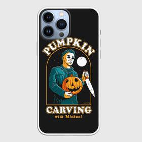 Чехол для iPhone 13 Pro Max с принтом Резьба по тыкве с Майклом в Петрозаводске,  |  | carving | ghost | halloween | jack | killer | lamp | michael | monster | moon | myers | night | pumpkin | retro | джека | луна | майерс | майкл | монстр | ночь | по | призраки | резьба | ретро | светильник | тыква | тыкве