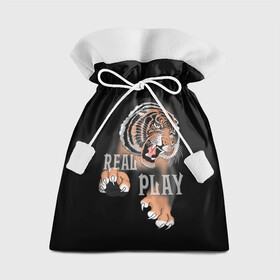 Подарочный 3D мешок с принтом Real Play в Петрозаводске, 100% полиэстер | Размер: 29*39 см | Тематика изображения на принте: звери | крупные кошки | новый год | подарок | праздники | тигр | тигренок