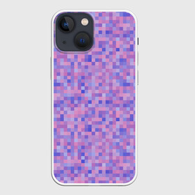 Чехол для iPhone 13 mini с принтом Сиреневая пиксельная абстракция в Петрозаводске,  |  | pixel | pixel art | абстракция | лиловый | пиксели | пиксель | пиксель арт | пиксельный | сиреневый