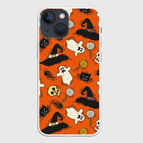 Чехол для iPhone 13 mini с принтом Хэллоуинские шалости в Петрозаводске,  |  | background | иллюстрация | паук | паутина | череп