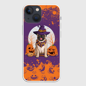Чехол для iPhone 13 mini с принтом МОПС НА ХЭЛЛОУИН в Петрозаводске,  |  | dog | halloween | haloween | pug | pug halloween | мопс | мопс на хэллоуин | собака | хеллоин | хеллоуин | хелоин | хелоуин | хэллоин | хэллоуин | хэлоин | хэлоуин