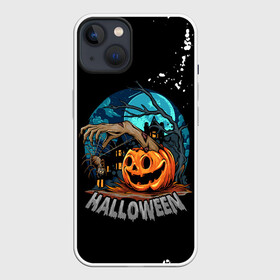 Чехол для iPhone 13 с принтом Ужасная ночь в Петрозаводске,  |  | halloween | арт | графика | мистика | паук | праздник | тыква | ужасы | хэллоуин