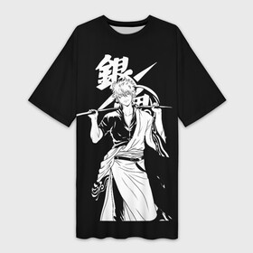 Платье-футболка 3D с принтом Гинтоки Саката держит меч Гинтама в Петрозаводске,  |  | anime | gentama | gintama | gintoki | аниме | гентама | гинтама | гинтоки
