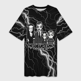 Платье-футболка 3D с принтом Addams family  Семейка Аддамс в Петрозаводске,  |  | адамс | аддамс | гомес | гомэс | мультфильм | пагзли | пагсли | семейка адамс | семейка аддамс | уэнздэй