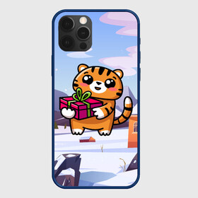 Чехол для iPhone 12 Pro Max с принтом Новогодний тигренок с подарком в Петрозаводске, Силикон |  | Тематика изображения на принте: 2022 | год тигра | новый год | новый год 2022 | символ года | тигр | тигренок | тигрица | тигры