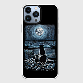 Чехол для iPhone 13 Pro Max с принтом КОТЫ НА КРЫШЕ в Петрозаводске,  |  | cat | moon | night | животные | звезды | звери | кот | котенок | коты | кошка | красиво | крыша | луна | мама | небо | ночь | тьма