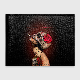 Обложка для студенческого билета с принтом Ведьма с красной розой в Петрозаводске, натуральная кожа | Размер: 11*8 см; Печать на всей внешней стороне | Тематика изображения на принте: body art | cigarette | day of the dead | halloween | happy halloween | holiday | nude witch | profile | red rose | skull | tattoo | боди арт | день мертвых | красная роза | обнаженная ведьма | праздник | профиль | тату | хэллоуин