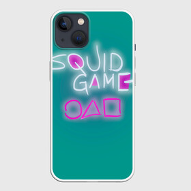 Чехол для iPhone 13 с принтом Squid game a в Петрозаводске,  |  | squid game | игра в кальмара | надписи | неон | нетфликс | сериалы