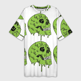 Платье-футболка 3D с принтом Кислотный Череп ) в Петрозаводске,  |  | acidic | skull | зеленый череп | кислота | кислотный череп