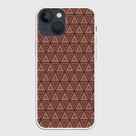 Чехол для iPhone 13 mini с принтом Абстракция из коричневых треугольников в Петрозаводске,  |  | abstraction | polygons | triangles | абстракция | коричневый | линии | многоугольники | молодежный | треугольники | узор | фигуры