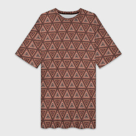 Платье-футболка 3D с принтом Абстракция из коричневых треугольников в Петрозаводске,  |  | abstraction | polygons | triangles | абстракция | коричневый | линии | многоугольники | молодежный | треугольники | узор | фигуры