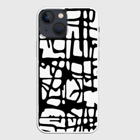 Чехол для iPhone 13 mini с принтом Черно Белый мотив Cantabrigiensia, подходящий для раскрашивания вручную в Петрозаводске,  |  | Тематика изображения на принте: креативный шум | модный и пестрый | орнамент | раскраска | стильный мотив | чб | черно белое | элегантный
