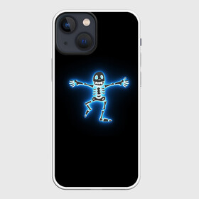 Чехол для iPhone 13 mini с принтом неоновый скелетик в Петрозаводске,  |  | вечеринка | кости | неон | огонь | скелет | ужас | хэллоуин | череп | шабаш