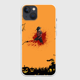 Чехол для iPhone 13 с принтом Halloween Freddy Blood в Петрозаводске,  |  | blood | freddy krueger | ghosts | halloween | monsters | nightmare on elm street | orange | pumpkin | кровь | монстры | оранжевый | привидение | тыква | фредди крюгер | хеллоуин