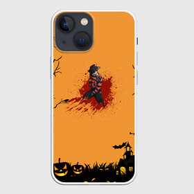 Чехол для iPhone 13 mini с принтом Halloween Freddy Blood в Петрозаводске,  |  | blood | freddy krueger | ghosts | halloween | monsters | nightmare on elm street | orange | pumpkin | кровь | монстры | оранжевый | привидение | тыква | фредди крюгер | хеллоуин