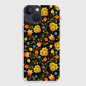 Чехол для iPhone 13 mini с принтом Хохломa в Петрозаводске,  |  | art | flowers | holoma | oldschool | листья | рисунок | роспись | холома | цветы