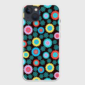 Чехол для iPhone 13 с принтом Flоwers в Петрозаводске,  |  | colour | flowers | texture | разноцветные | текстура | цветы