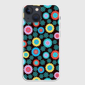 Чехол для iPhone 13 mini с принтом Flоwers в Петрозаводске,  |  | colour | flowers | texture | разноцветные | текстура | цветы