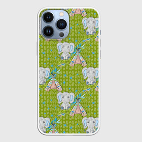 Чехол для iPhone 13 Pro Max с принтом Слоник и вигвам в Петрозаводске,  |  | вигвам | индеец | слон | слоненок | слоник