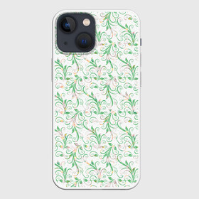 Чехол для iPhone 13 mini с принтом Весенние узоры из листьев в Петрозаводске,  |  | весна | лето | листья | растения | цветы