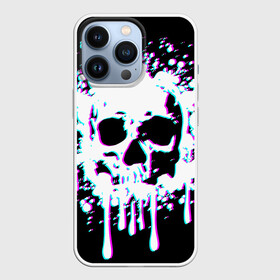 Чехол для iPhone 13 Pro с принтом Мерцающий череп в Петрозаводске,  |  | day of the dead | drops | flowing | halloween | happy halloween | holiday | shimmering skull | splashes | брызги | день мертвых | капли | мерцающий череп | праздник | течет | хэллоуин