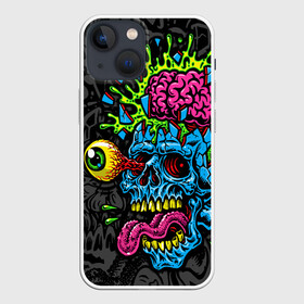 Чехол для iPhone 13 mini с принтом Взрыв мозгов в Петрозаводске,  |  | blue skull | brain explosion | day of the dead | halloween | happy halloween | holiday | shards | splashes | zombies | брызги | взрыв мозгов | день мертвых | зомби | осколки | праздник | синий череп | хэллоуин