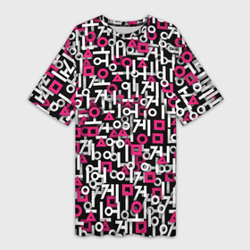 Платье-футболка 3D с принтом Узор из Игры в кальмара в Петрозаводске,  |  | squid game | абстракция | геометрические | игра в кальмара | кальмар | корейский | логотип | паттерн | фигуры
