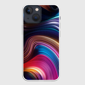 Чехол для iPhone 13 mini с принтом Цветные неоновые волны в Петрозаводске,  |  | colorful waves | digital art | neon stripes | rainbow | абстракция | волны красок | неоновые волны | неоновый узор | цветные волны | цветные полосы