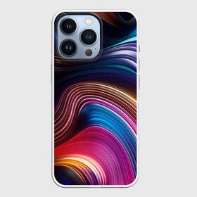 Чехол для iPhone 13 Pro с принтом Цветные неоновые волны в Петрозаводске,  |  | colorful waves | digital art | neon stripes | rainbow | абстракция | волны красок | неоновые волны | неоновый узор | цветные волны | цветные полосы