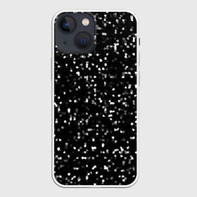 Чехол для iPhone 13 mini с принтом ЧБ мозаика в Петрозаводске,  |  | белый | мозаика | пиксели | точки | черный