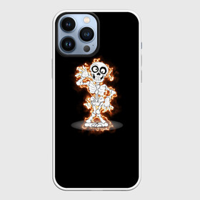 Чехол для iPhone 13 Pro Max с принтом огненный скелетик в Петрозаводске,  |  | Тематика изображения на принте: ведьма | вечеринка | диджей | дискотека | колдун | скелет | танец | хэллоуин