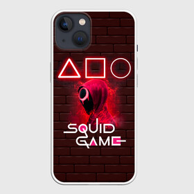 Чехол для iPhone 13 с принтом SQUID GAME | ИГРА В КАЛЬМАРА СОТРУДНИК в Петрозаводске,  |  | squid game | аноним | игра в кальмара | игра в кальмаров | игра на выживание | игры | маска | сериал | сотрудник | треугольник | фильм