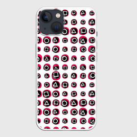 Чехол для iPhone 13 с принтом ИГРА В КАЛЬМАРА | МАСКИ ПАТТЕРН | MASKS PATTERN в Петрозаводске,  |  | аноним | игра в кальмара | игра в кальмаров | игра на выживание | игры | квадрат | круг | маска | паттерн | сериал | сотрудник | треугольник | фильм