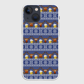 Чехол для iPhone 13 mini с принтом Олени отдыхают в Петрозаводске,  |  | вязанный | новогодний | олень | паттерн | рождественский | с оленями | свитер | узор