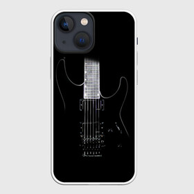Чехол для iPhone 13 mini с принтом ЧЕРНАЯ ЭЛЕКТРОГИТАРА в Петрозаводске,  |  | black | dark | guitar | music | rock | гибсон | гитара | гриф | лады | музыка | рок | струны | черный | электрогитара
