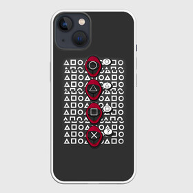 Чехол для iPhone 13 с принтом Игра в кальмара   символы в Петрозаводске,  |  | squid game | аноним | игра в кальмара | игра в кальмаров | игра на выживание | игры | маска | распорядитель | сериал | сотрудник | фильм