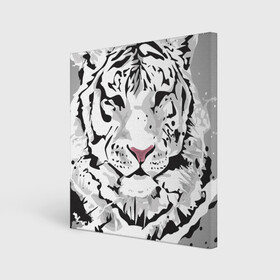 Холст квадратный с принтом Белый снежный тигр в Петрозаводске, 100% ПВХ |  | 2022 | art | beast | new year | predator | splashes and drops | white tiger | year of the tiger | белый тигр | брызги и капли | год тигра | зверь | искусство | новый год | хищник