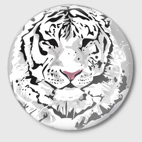 Значок с принтом Белый снежный тигр в Петрозаводске,  металл | круглая форма, металлическая застежка в виде булавки | Тематика изображения на принте: 2022 | art | beast | new year | predator | splashes and drops | white tiger | year of the tiger | белый тигр | брызги и капли | год тигра | зверь | искусство | новый год | хищник