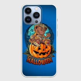 Чехол для iPhone 13 Pro с принтом Мишка маньяк в Петрозаводске,  |  | halloween | арт | графика | зомби | медведь | мистика | праздник | тыква | ужасы | хэллоуин