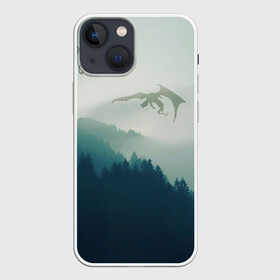 Чехол для iPhone 13 mini с принтом ДРАКОНЫ НАД ЛЕСОМ   DRAGON в Петрозаводске,  |  | dovahkiin | dragon | dragonborn | forest | fus ro dah | skyrim | tes | the elder scrolls skyrim | докавин | драгонборн | драконы | лес | природа | скайрим