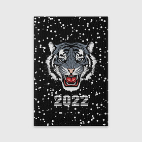 Обложка для паспорта матовая кожа с принтом Черный водяной тигр 2022 в Петрозаводске, натуральная матовая кожа | размер 19,3 х 13,7 см; прозрачные пластиковые крепления | Тематика изображения на принте: 2022 | beast | black water tiger | fangs | merry christmas | new year | predator | snow | stern grin | winter | year of the tiger | год тигра | зверь | зима | клыки | новый год | снег | суровый оскал | хищник | черный водяной тигр