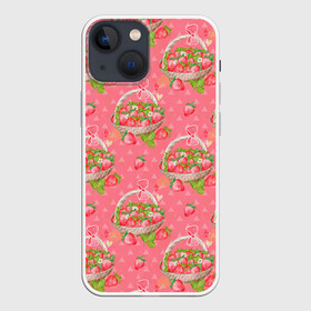 Чехол для iPhone 13 mini с принтом Корзина с клубникой в Петрозаводске,  |  | клубника | клубничка | корзина | лето | фрукты | ягоды